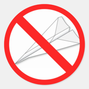 Geen papieren vliegtuigen ronde sticker