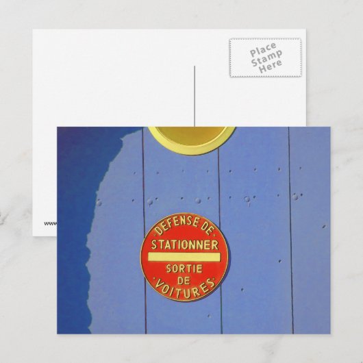 Geen Parkeerbare Franse bordblauwe deur Briefkaart (Voorkant / Achterkant)