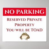 GEEN PARKEERD, TOAD Teken, voeg of geef tekstPoste Poster (Voorkant)