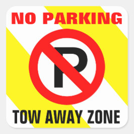 Geen parkeergeel wit strepen teken vierkante sticker