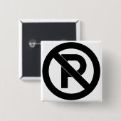 Geen parkeersymbool vierkante button 5,1 cm (Voorkant /achterkant)