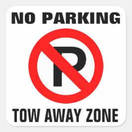 Geen parkeerterrein weg zone teken vierkante sticker