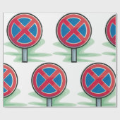 Geen parkeerwegbord rood blauw verkeerssymbool cadeaupapier (Vlak)