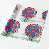 Geen parkeerwegbord rood blauw verkeerssymbool cadeaupapier (Uitgerold)