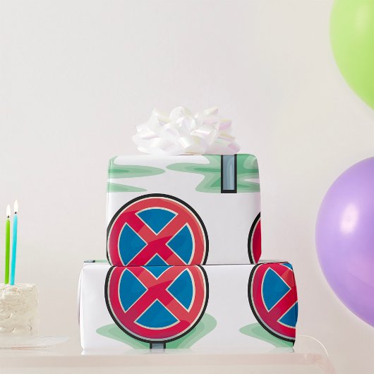 Geen parkeerwegbord rood blauw verkeerssymbool cadeaupapier