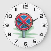 Geen parkeerwegbord rood blauw verkeerssymbool grote klok (Voorkant)