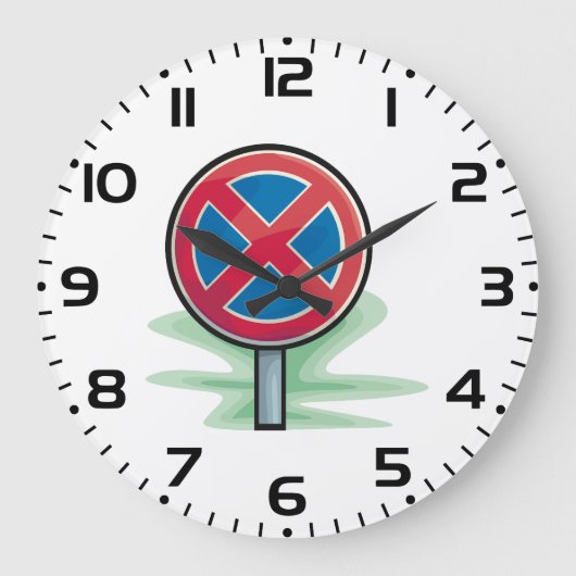 Geen parkeerwegbord rood blauw verkeerssymbool grote klok (Voorkant)