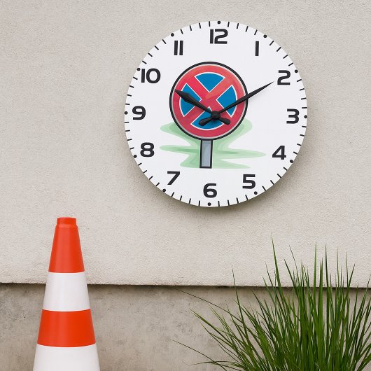 Geen parkeerwegbord rood blauw verkeerssymbool grote klok