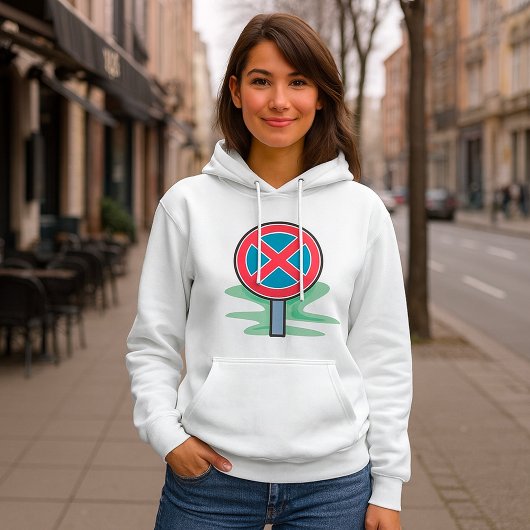 Geen parkeerwegbord rood blauw verkeerssymbool hoodie