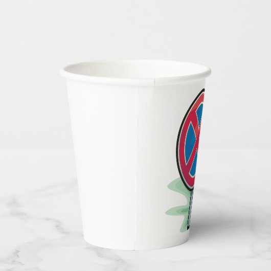 Geen parkeerwegbord rood blauw verkeerssymbool papieren bekers (Rechts)