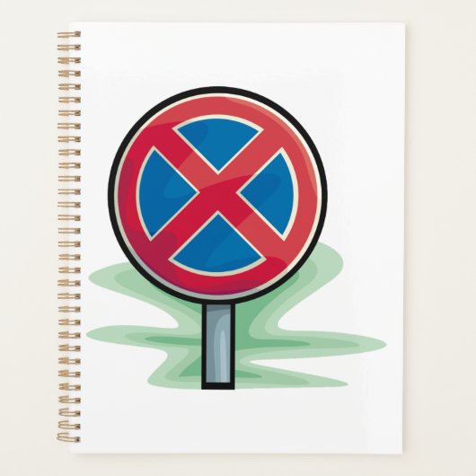 Geen parkeerwegbord rood blauw verkeerssymbool planner (Voorkant)