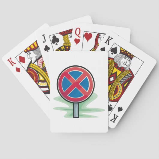 Geen parkeerwegbord rood blauw verkeerssymbool pokerkaarten (Achterkant)