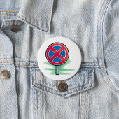 Geen parkeerwegbord rood blauw verkeerssymbool ronde button 7,6 cm