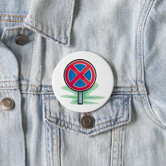 Geen parkeerwegbord rood blauw verkeerssymbool ronde button 7,6 cm