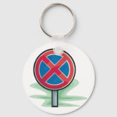 Geen parkeerwegbord rood blauw verkeerssymbool sleutelhanger (Voorkant)