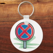 Geen parkeerwegbord rood blauw verkeerssymbool sleutelhanger (Voorkant)