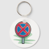 Geen parkeerwegbord rood blauw verkeerssymbool sleutelhanger (Achterkant)