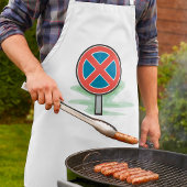 Geen parkeerwegbord rood blauw verkeerssymbool standaard schort