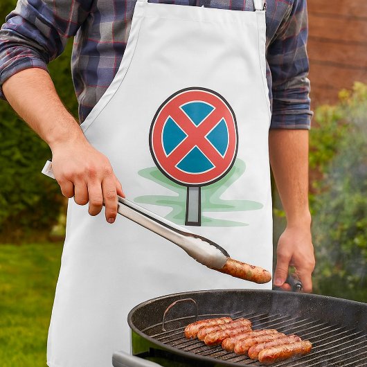 Geen parkeerwegbord rood blauw verkeerssymbool standaard schort