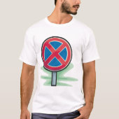 Geen parkeerwegbord rood blauw verkeerssymbool t-shirt (Voorkant)