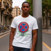 Geen parkeerwegbord rood blauw verkeerssymbool t-shirt