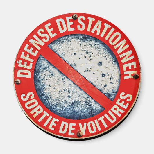 Geen Parkeren Frans verkeersbord ronde magneet (Voorkant)