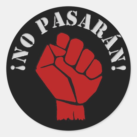 GEEN PASARAN RONDE STICKER (Voorkant)