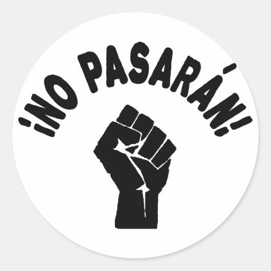 Geen Pasaran - zij gaan niet over Ronde Sticker (Voorkant)