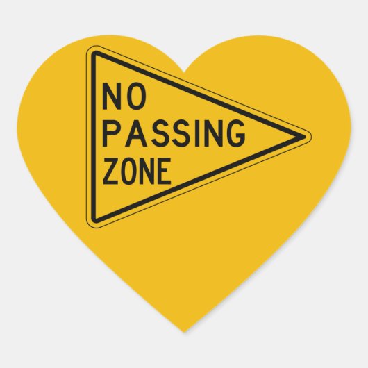 Geen Passing Zone, verkeerswaarschuwingsteken, VS Hart Sticker (Voorkant)