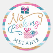 Geen Peeking Bright Glitter Stripe Kleurrijke Cade Ronde Sticker (Voorkant)