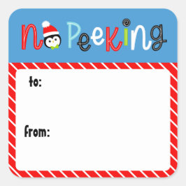 Geen Peeking Schattigee grillige Kinder kerstcadea Vierkante Sticker