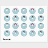 Geen Peeking Schattigee Kerst Sneeuwman Sneeuwvlok Ronde Sticker (Vel)