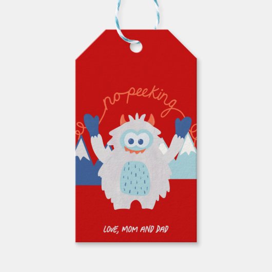 Geen Peeking Schattigee Kinder Kerst Cadeaulabel (Voorkant)