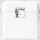 Geen Peking Elf Kerstlabel Groen Vierkante Sticker (Tas)