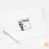 Geen Peking Elf Kerstlabel Groen Vierkante Sticker (Envelop)