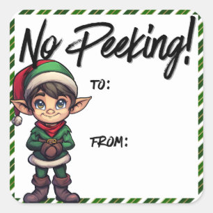Geen Peking Elf Kerstlabel Groen Vierkante Sticker