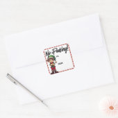 Geen Peking Elf Kerstlabel Rood Vierkante Sticker (Envelop)