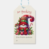 Geen Peking Holiday Christmas Gnome Cadeaulabel (Voorkant)