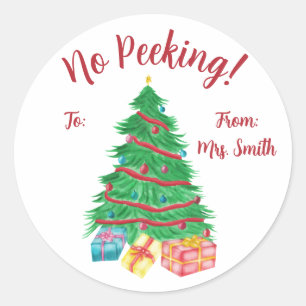Geen Peking. kerstboom met cadeaus Ronde Sticker