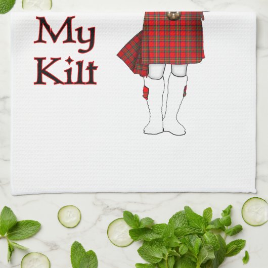 Geen peking onder mijn kilt Funny Scottish Theedoek (Gevouwen)