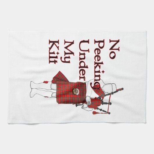 Geen peking onder mijn kilt Funny Scottish Theedoek (Horizontaal)