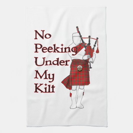 Geen peking onder mijn kilt Funny Scottish Theedoek (Verticaal)
