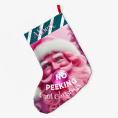 Geen Peking Pink Bubble Gum Santa | Aangepaste naa Grote Kerstsok (Achterkant (Hangend))