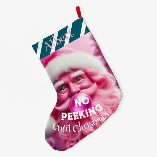 Geen Peking Pink Bubble Gum Santa | Aangepaste naa Grote Kerstsok (Achterkant (Hangend))
