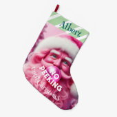 Geen Peking Pink Bubble Gum Santa | Aangepaste naa Grote Kerstsok (Voorkant (Hangend))