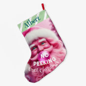 Geen Peking Pink Bubble Gum Santa | Aangepaste naa Grote Kerstsok (Achterkant (Hangend))