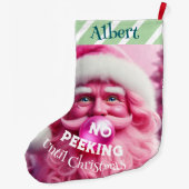 Geen Peking Pink Bubble Gum Santa | Aangepaste naa Grote Kerstsok (Achterkant)