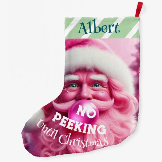 Geen Peking Pink Bubble Gum Santa | Aangepaste naa Grote Kerstsok (Achterkant)