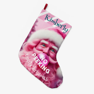 Geen Peking Pink Bubble Gum Santa Aangepaste naa Grote Kerstsok