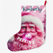 Geen Peking Pink Bubble Gum Santa | Aangepaste naa Grote Kerstsok (Achterkant)